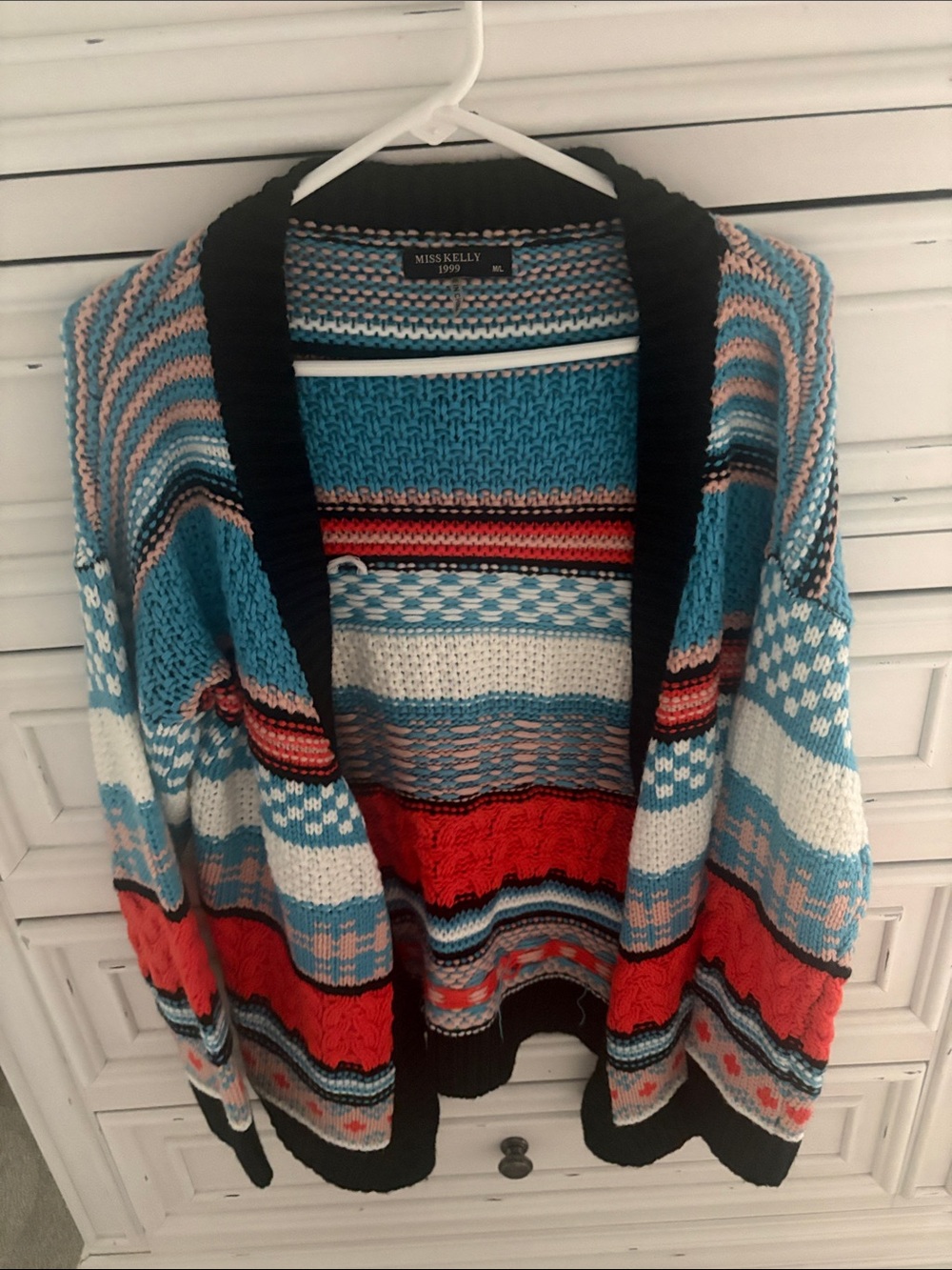 Vintage Miss Kelly 1999 Striped Open-Front Cardigan